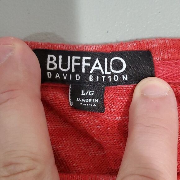 buffalo large crew neck red long sleeve sweater - Picture 6 of 7